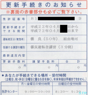 今日は4月1日 運転免許証更新のお知らせ到着