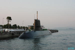 海上自衛隊 潜水艦くろしお in サンポート高松 自衛艦旗降納編