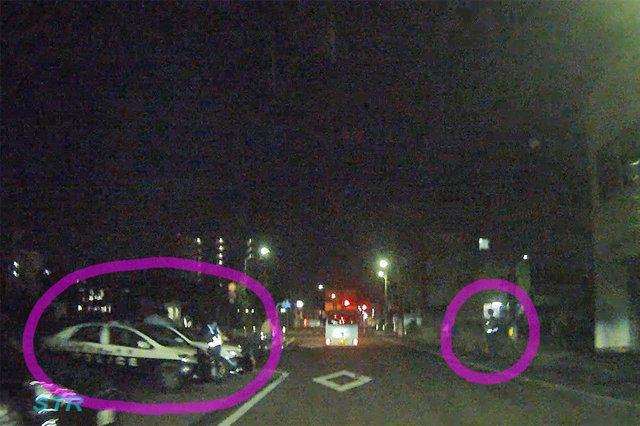坂出市入船町1丁目 市営入船駐車場付近での一時不停止違反取り締まり