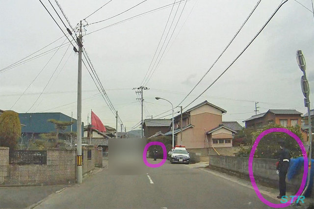 坂出市江尻町 消防団屯所付近での一時不停止違反取り締まり