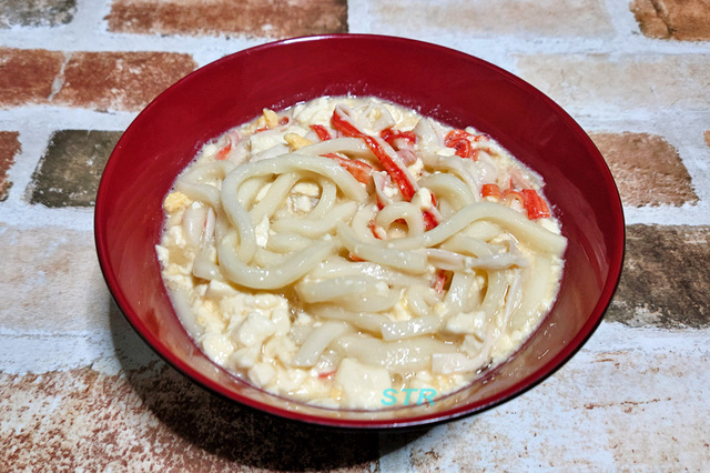 かに玉豆腐うどんを作る