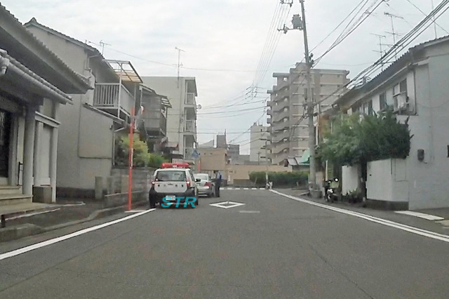 高松市浜ノ町 シーサイドボウル高松前交差点での一時不停止違反取り締まり