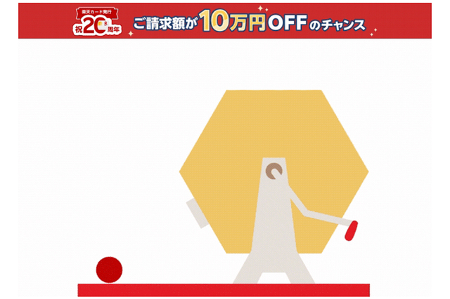 楽天カード発行祝20周年 総額2億円の超還元祭! 請求額10万円オフに当選!!